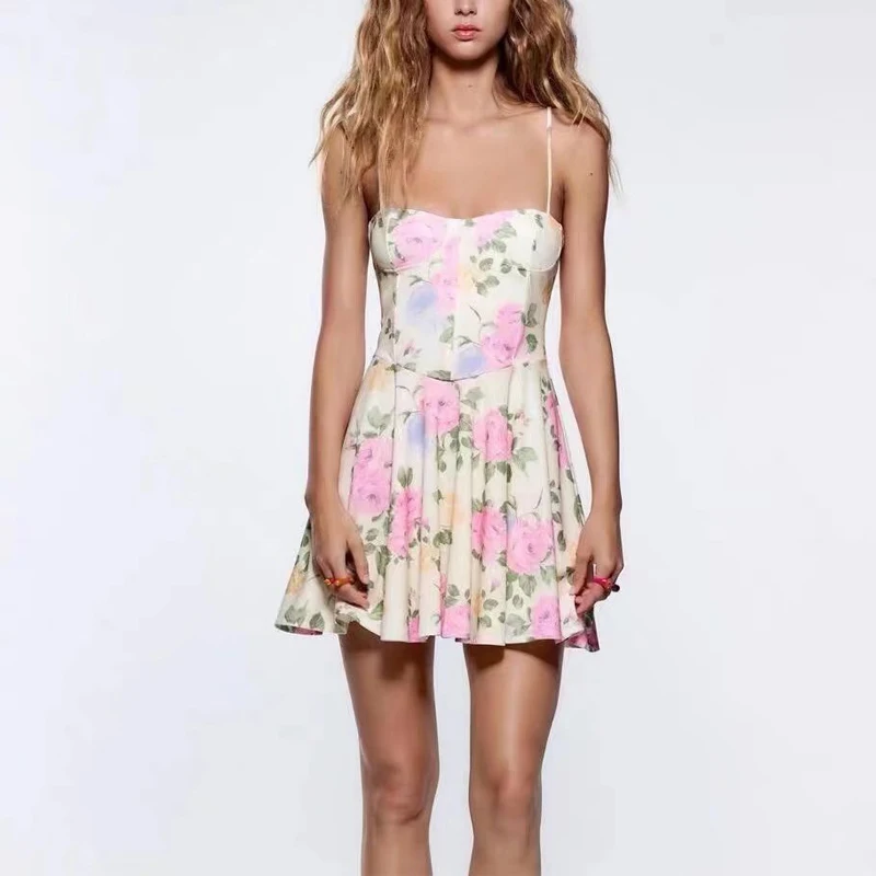 

Summer Women's Casual Print Slim Sling Dress