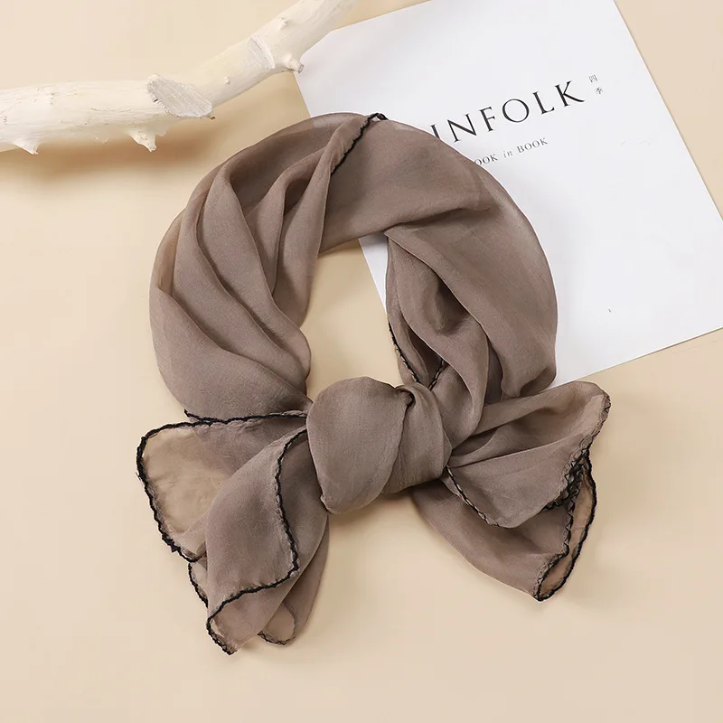 

New simulation silk scarf women's clothing with simple style thin moiré long scarf scarf