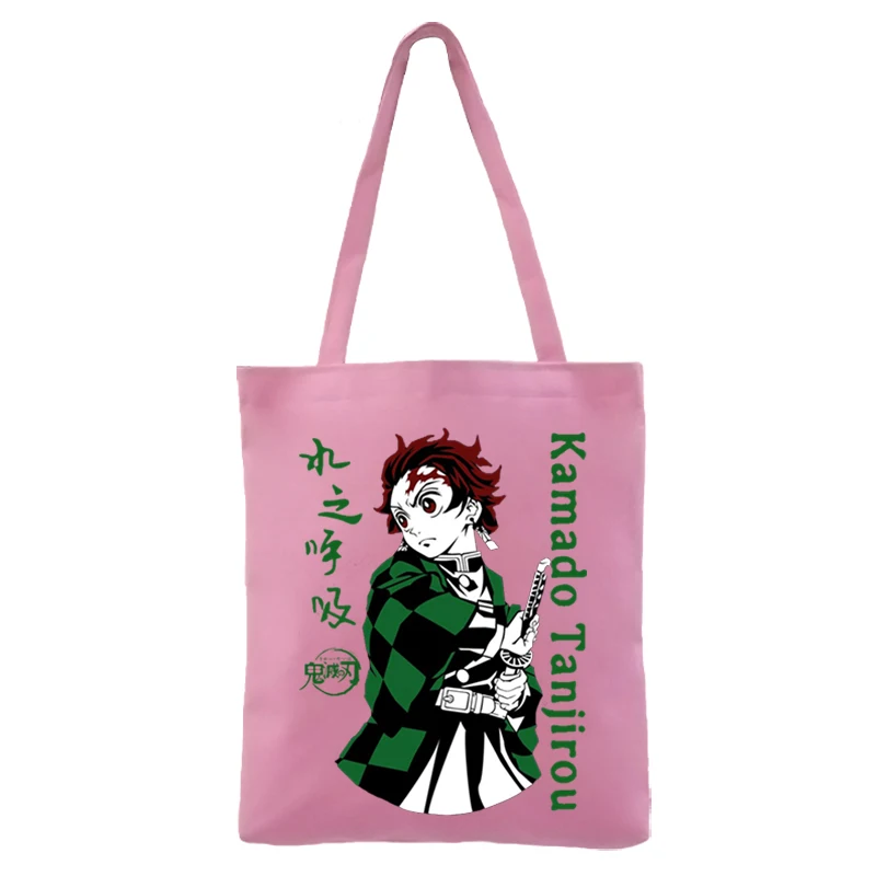 

Anime Kamado Tanjiro Shopper Shopping Bag Demon Slayer Kimetsu No Yaiba Nezuko Handbag Large Capacity Tote Harajuku Shopping Bag