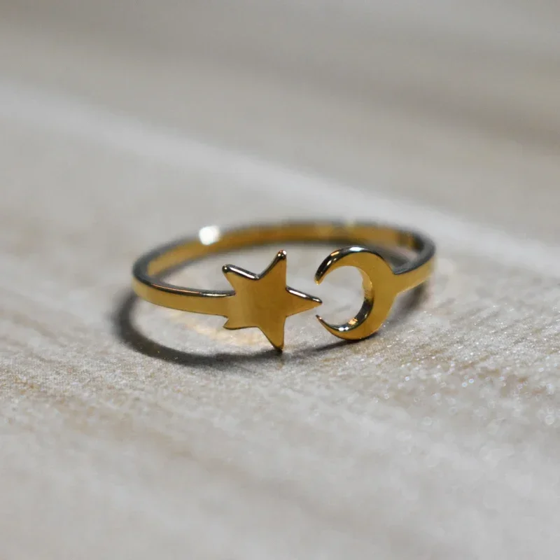 Минималистичное Открытое кольцо из нержавеющей стали золотого и серебряного