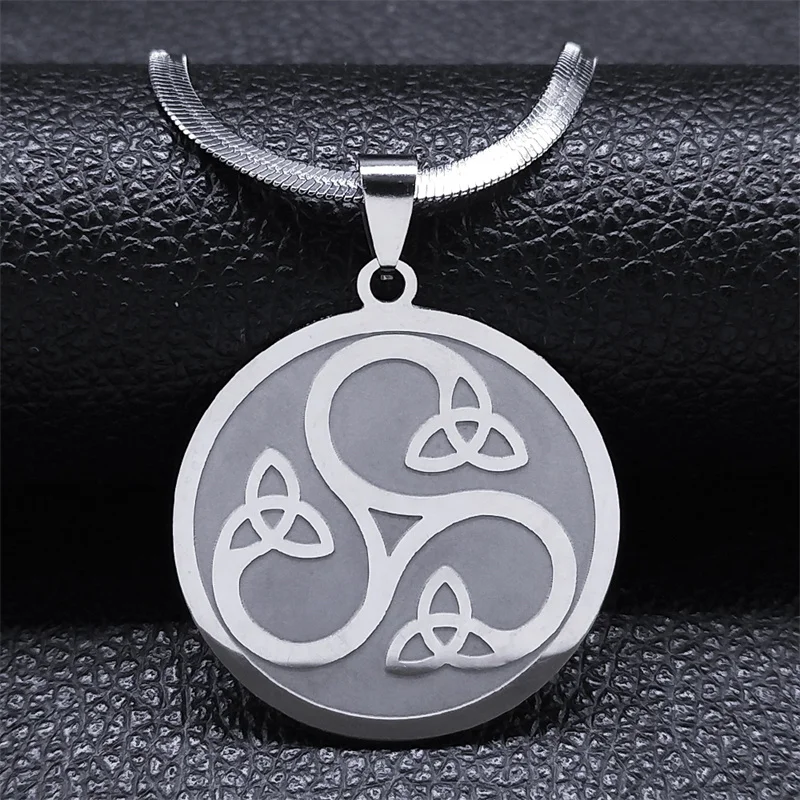 

Triskelion Trinity Celtic Knot Pendant Necklace for Men Women Stainless Steel Silver Color Witch Irish Necklaces Jewelry collar