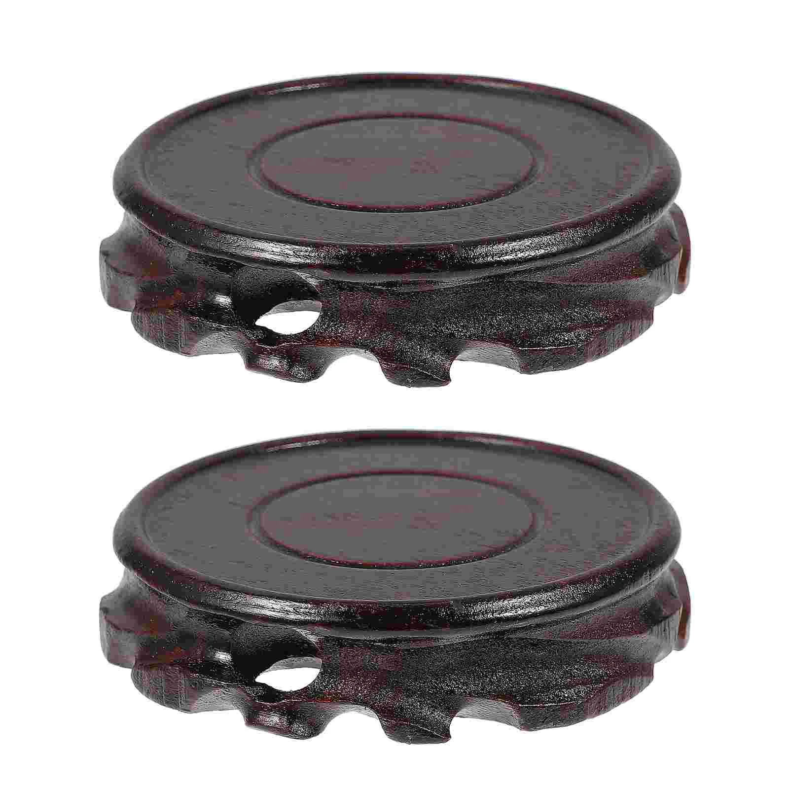 

2 Pcs Bonsai Round Holder Fish Tank Decoration Display Stand Small Items Woodsy Decor Tray Statue Stands Vases