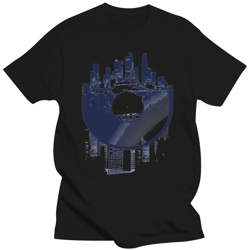 Classic Street T-Shirts London Urban Vinyl Records Architectural Style Print Mens T Shirts Hip Hop Jazz Music Country Tshirts