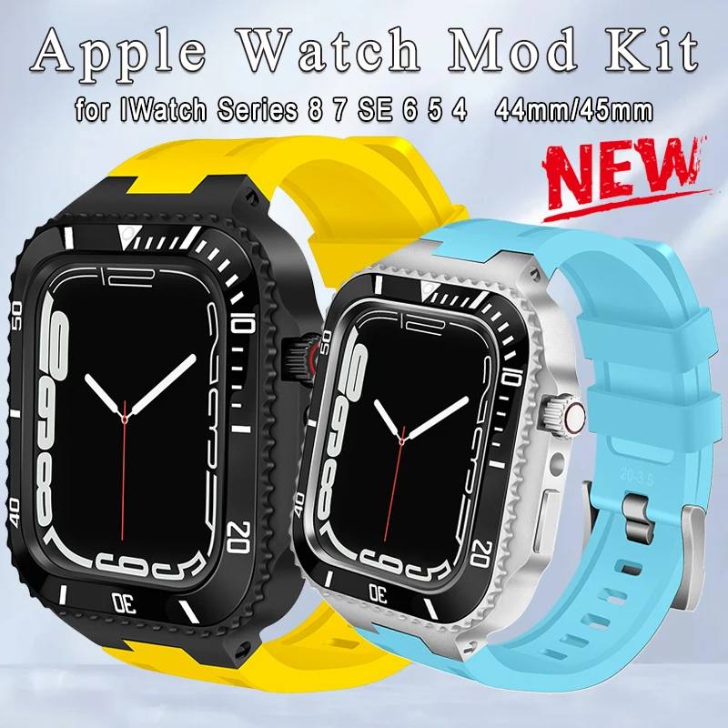 

Аксессуары для часов Apple Watch Band 45 мм 44 мм, аксессуары из нержавеющей стали, резиновый ремешок для IWatch Series 8 7 6 SE 5 4