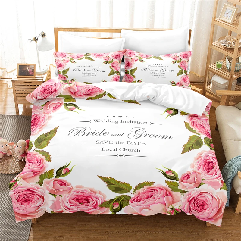 

Rose Floral Duvet Cover Single King Romantic Flowers Bedding Set Microfiber Botanical Flower Comforter Cover For Valentine's Day