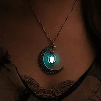 famshin fashion silver color charm luminous pendant necklace women moon glowing stone necklace christmas necklaces jewelry gifts