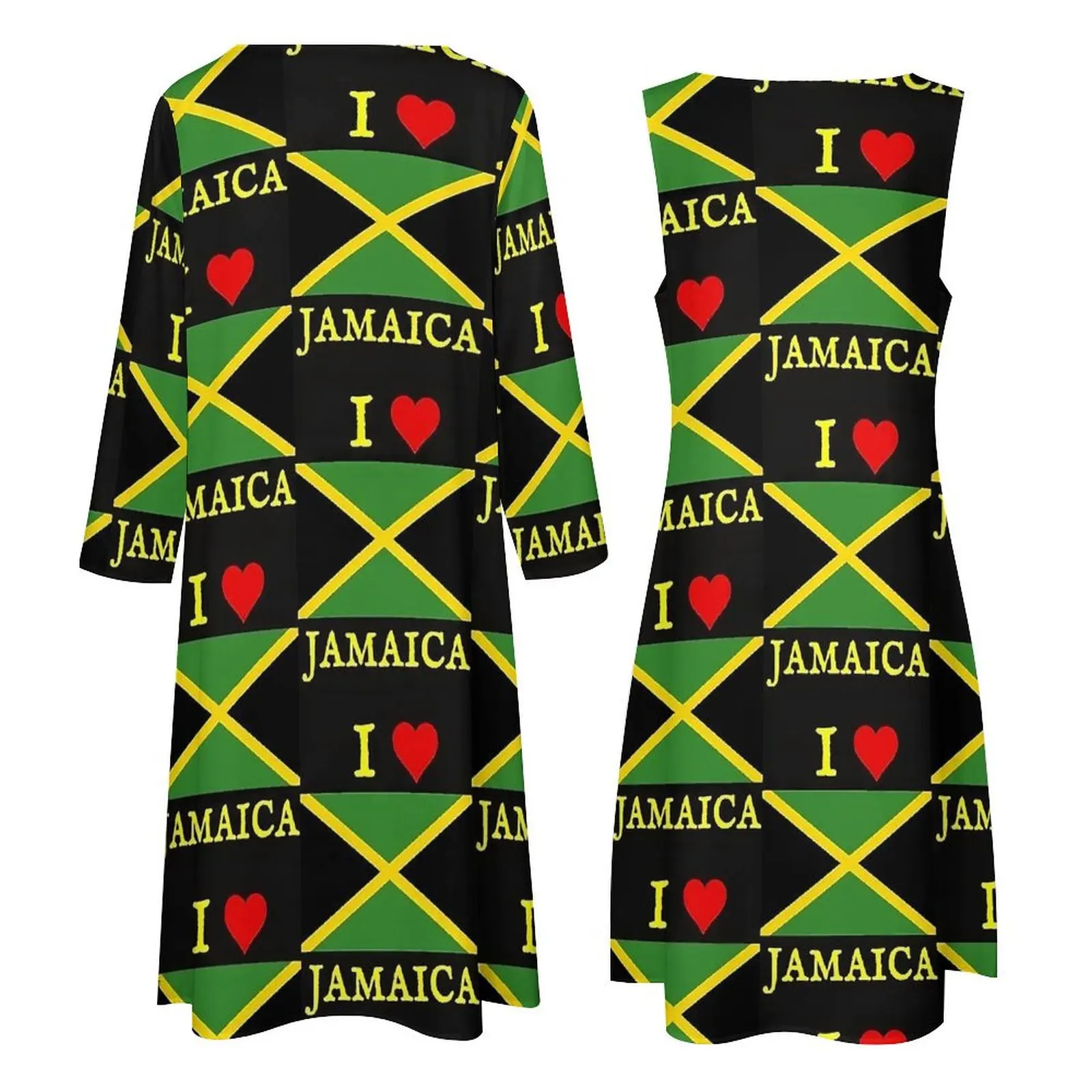 Платье I Love Jamaica с флагом Ямайки элегантное платье макси эстетические длинные
