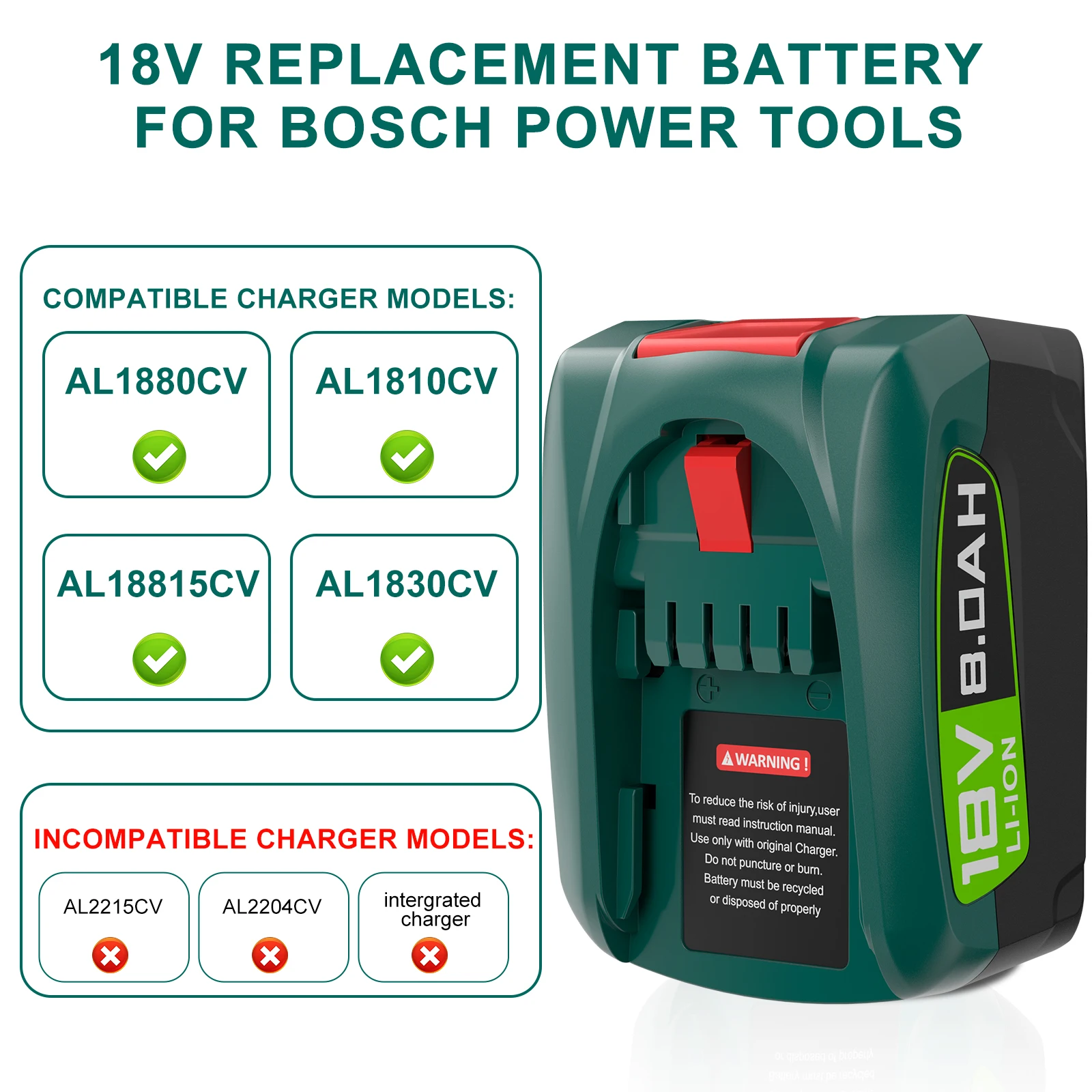 Аккумуляторная батарея Bosch PBA для электроинструментов AL1880CV AL1810CV AL18815CV AL1830CV