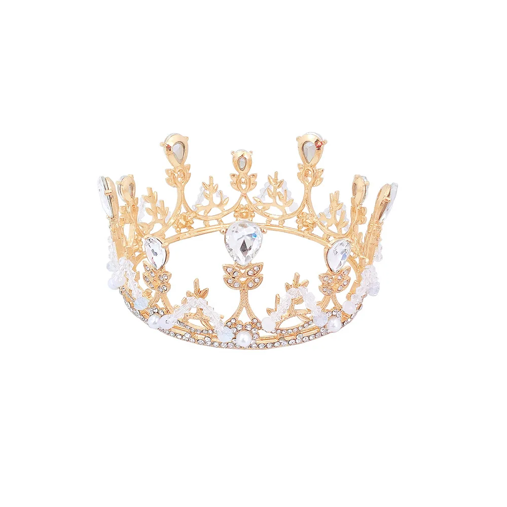 

Baroque Silver Color Crystal Small Tiaras Round Crowns For Girls Princess Party Rhinestone Party Pageant Diadem Hair Accessories