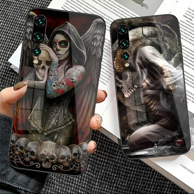

Чехол для телефона с ангелом или дьяволом, девушка-демон для Huawei P50 P40 P30 P20 Pro Mate 40 30 20 Pro Nova 9 8 7 PC, стеклянный чехол для телефона