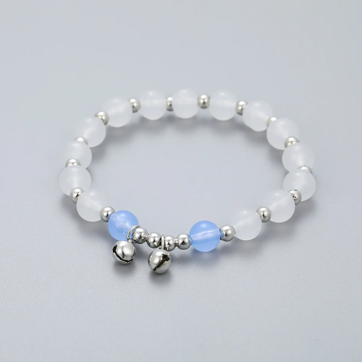 Женский гладкий браслет с белым опалом и луной Эластичный шнурок бусинами