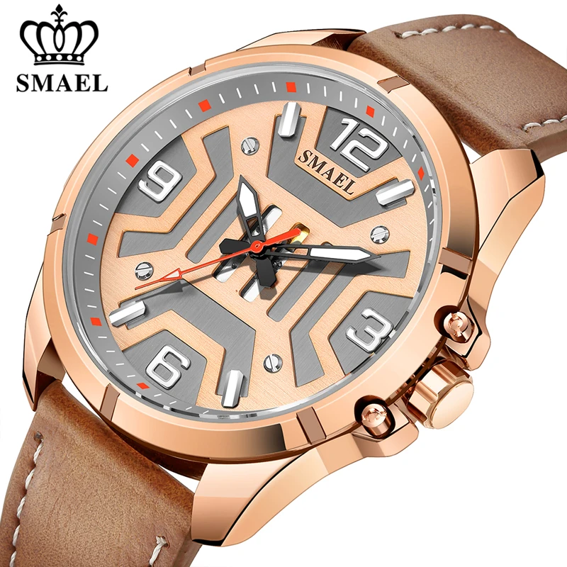 

SMAEL Men Top Brand Watch Luxury Sports Quartz Mens Watches Leather Waterproof Military Wristwatch Fashion New Relogio Masculino