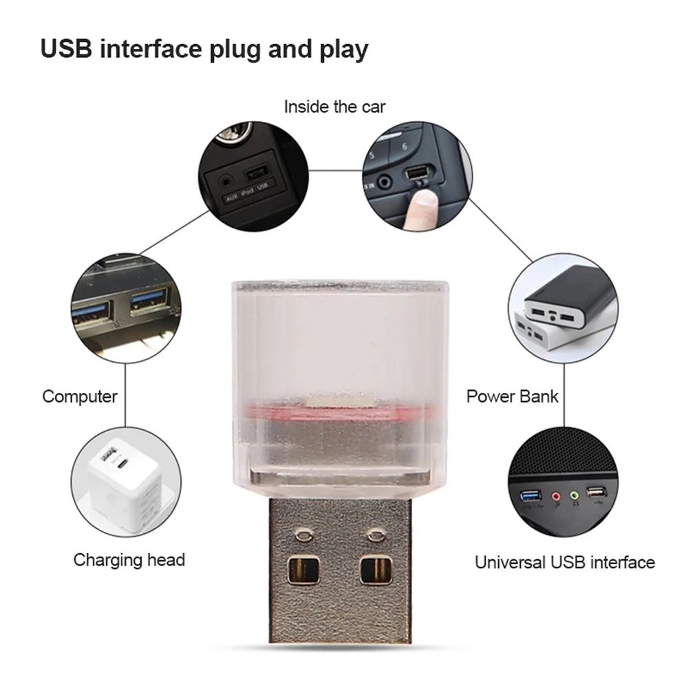 

Neon Atmosphere Ambient Lamp Mini RGB LED USB Car Interior Light Accessories 7 Color For All With USB Port Like Cars Computers