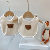 2022 korean cartoon bear baby bibs soft cotton infant baby burp cloths baby stuff feeding accessories reusable absorbent bib