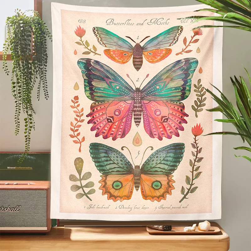 

Butterfly Reference Chart Tapestry Wall Hanging Colorful Vintage Butterfly Boho Home Wall Decoration For Bedroom Living Room