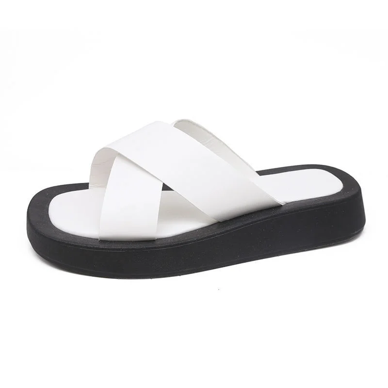 Sandals Female 2023 New Non-slip Beach Flip-flops Lazy Shoes Thick Bottom Casual Sandals Muffin Shoes Clip Feet Slippers