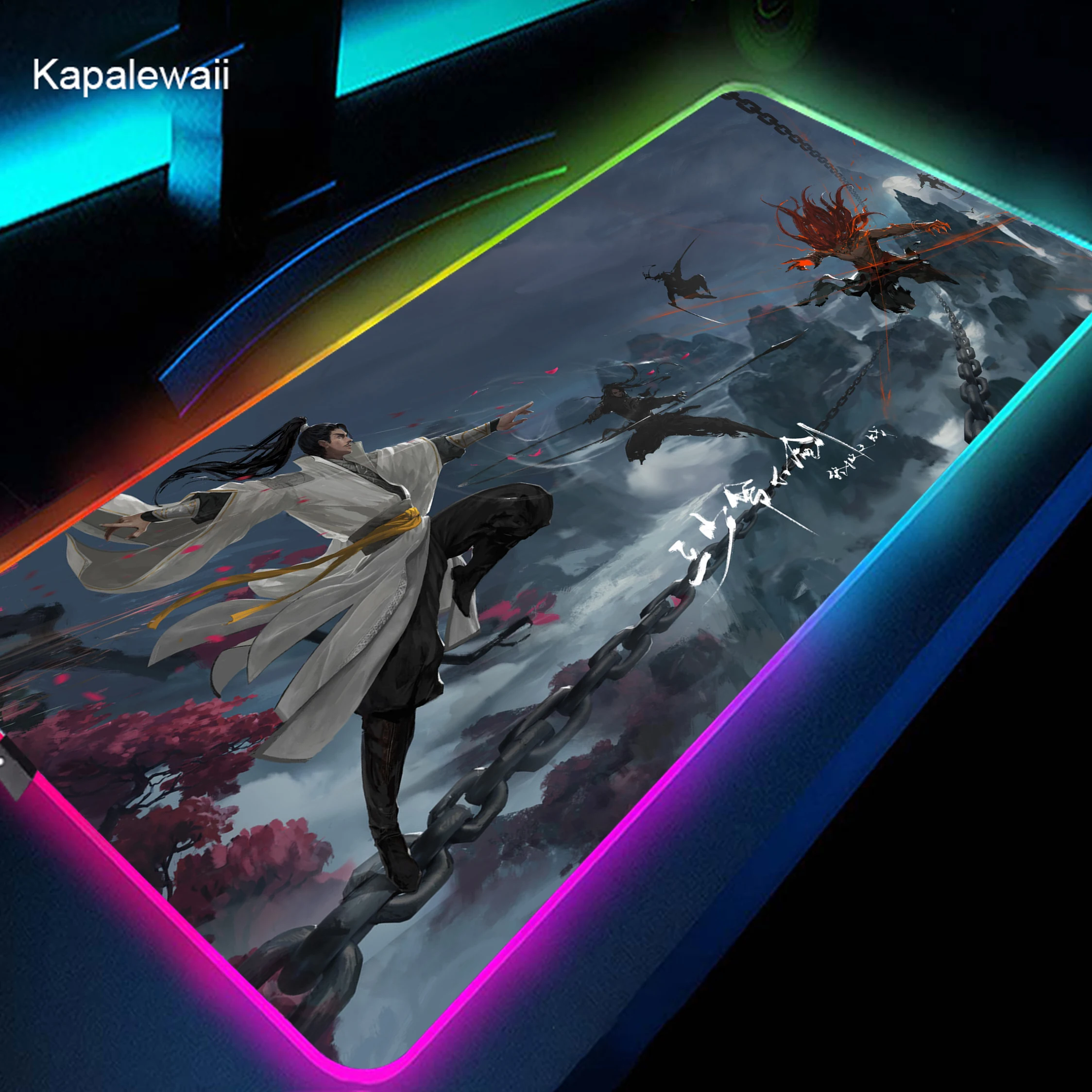 

RGB Mouse Pad Black White Chinese Style Computer Gamer Gaming Accessories Keyboard MousePad Desk Play XXL 900x400 Backlit Mat
