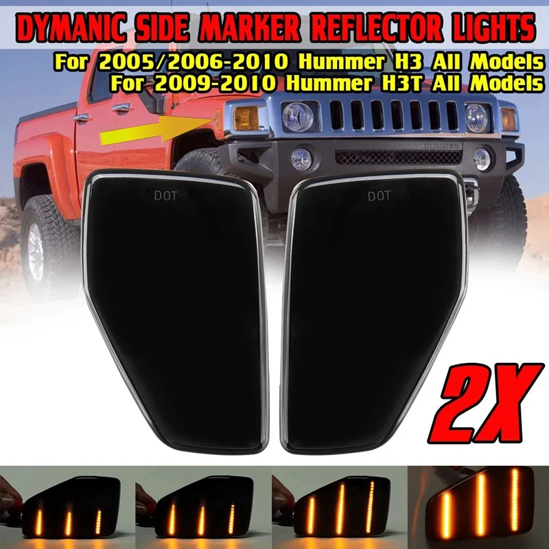 

Smoked Dynamic LED Front Fender Side Marker Lights for Hummer H3 2005-2010 H3T 2009-2010