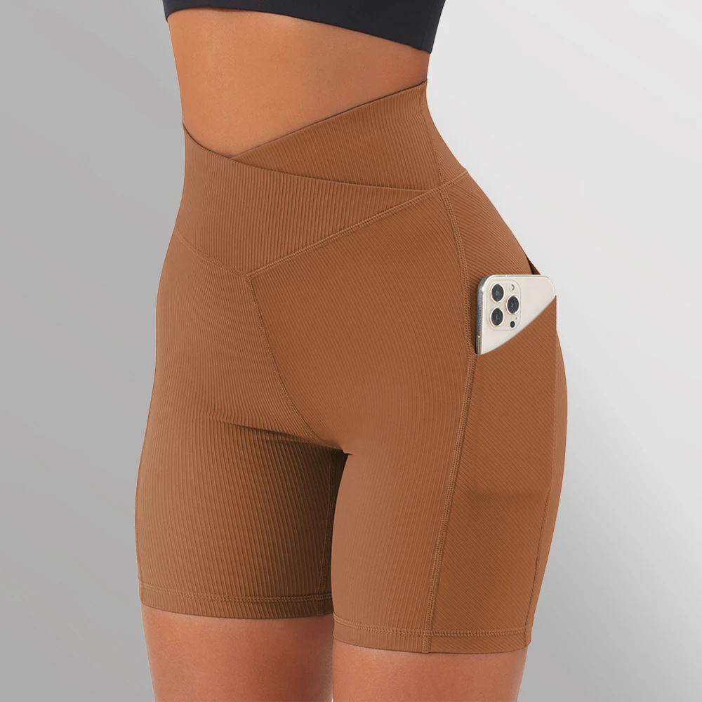 Женские спортивные шорты с высокой талией для йоги леггинсы эффектом пуш-ап бега