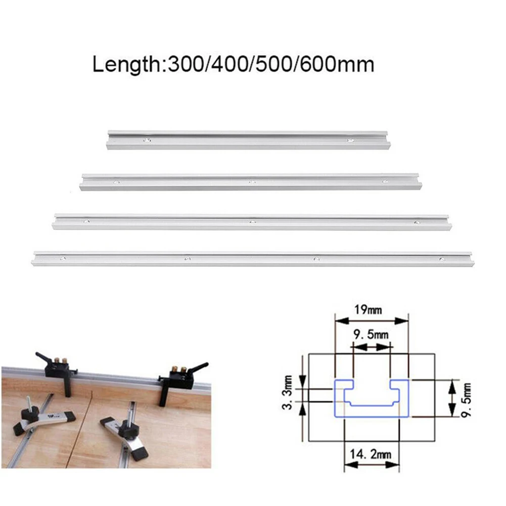 T-track T-slot Miter Track Jig T Screw Fixture Slot 19x9.5mm Table Saw Router Table 300-600MM Chute Rail Woodworking Tool