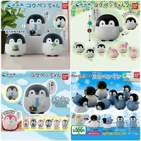 bandai genuine assembled gashapon toys q version cute penguin creative action figure model ornament toys