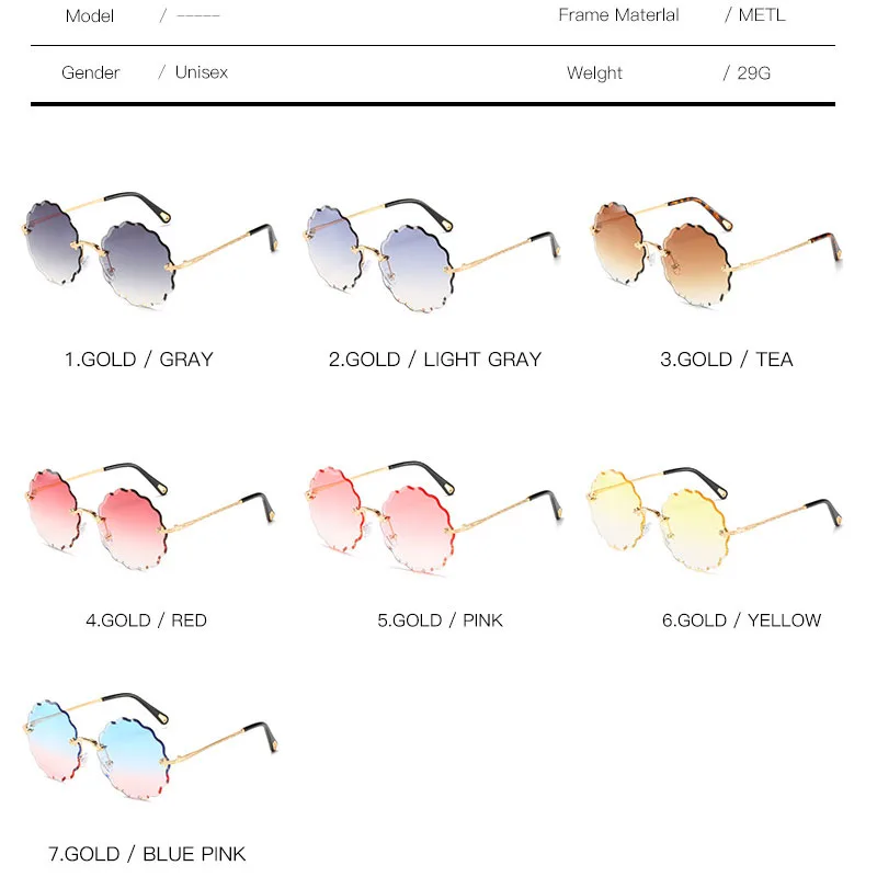 MIZHO модные круглые солнцезащитные очки с цветком женские без оправы цепочкой