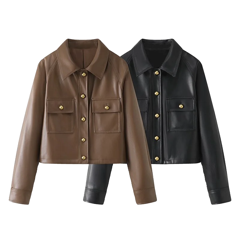 Etam Aige Es текстура пальто из искусственной кожи весна 2024 новая женская