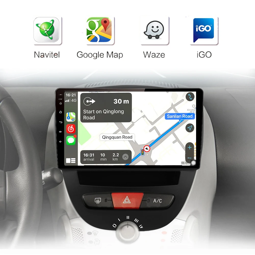 Android 10 For Peugeot 107 Citroen C1 Toyota Aygo 2005 - 2014 Car Radio Multimedia Video Players CarPlay 2 din no dvd Carplay