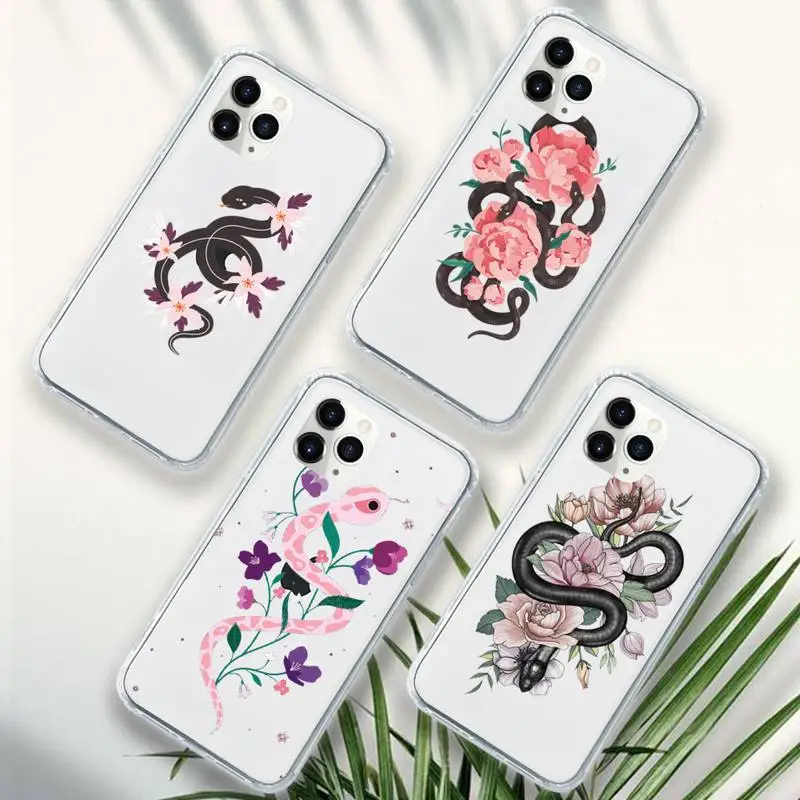 

Hand Snake Phone Case Transparent soft For iphone 12 11 13 7 8 6 s plus x xs xr pro max mini