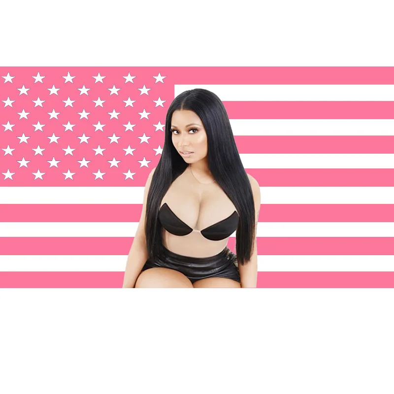

American Flag Sexy Female Pop Singer Rapper Star Wallpaper Nicki Minaj Rapsilk Fabric Art Decor Banner 3x5ft Pink Black