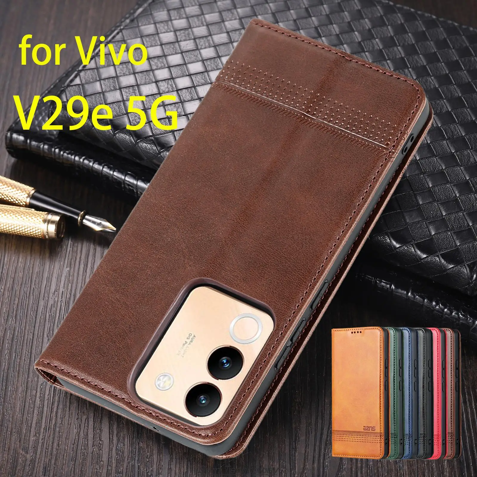 

Deluxe Magnetic Adsorption Leather Fitted Case for Vivo V29e 5G ( Global EUR RUS ) Flip Cover Protective Case Capa Fundas Coque