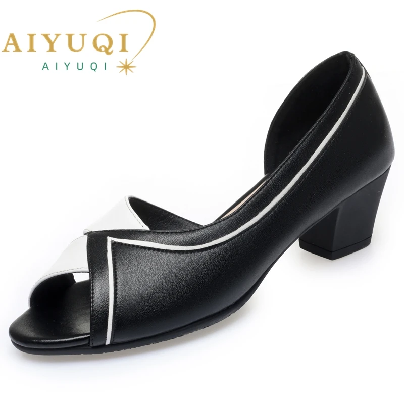 AIYUQI Sandals Women Genuine Leather 2023 New Fashion Fishmouth Women's Sandals Mixed Color Large Size Women's Summer Sandals
