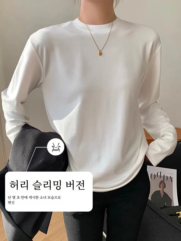 Хлопковая нижняя рубашка с высоким воротником. Женская свободная длинными