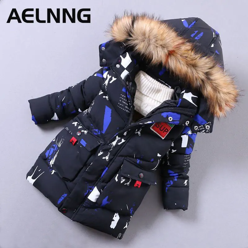 

Winter Children's Down Jackets Boys Thickening Warm Hooded Coats Girls Fashion Camouflage Zipper Outerwear Kids Clothes Y030
