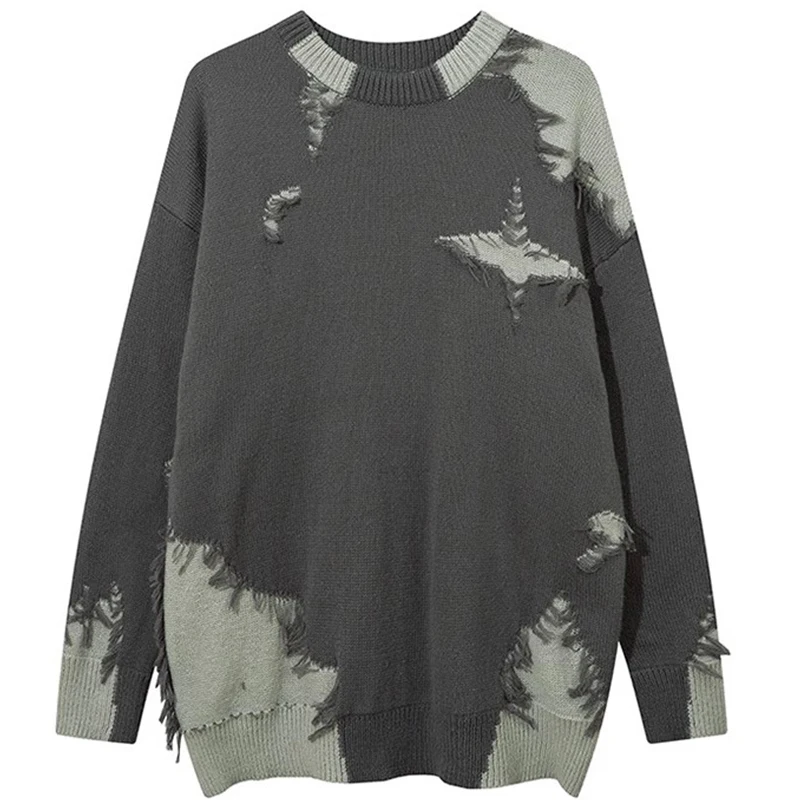 Свитер Raggedy мужская одежда трикотаж зимние свободные вязаные уродливые свитера