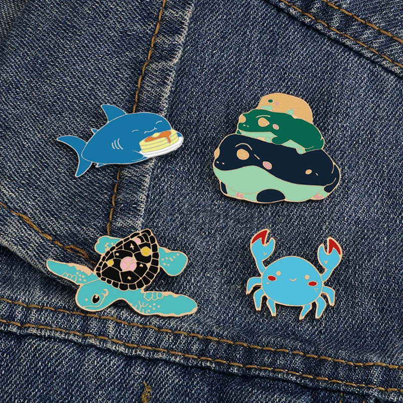 Мужская/Женская Брошь с эмалью значок на булавке в форме морского животного