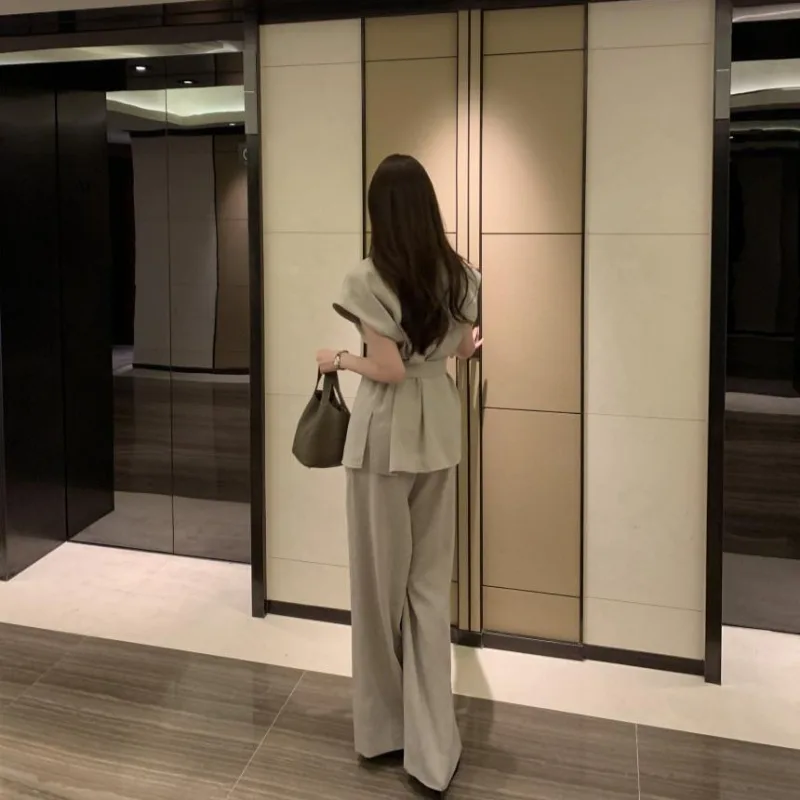 Matakawa блузка и брюки однотонные весенне-летние корейские модные элегантные