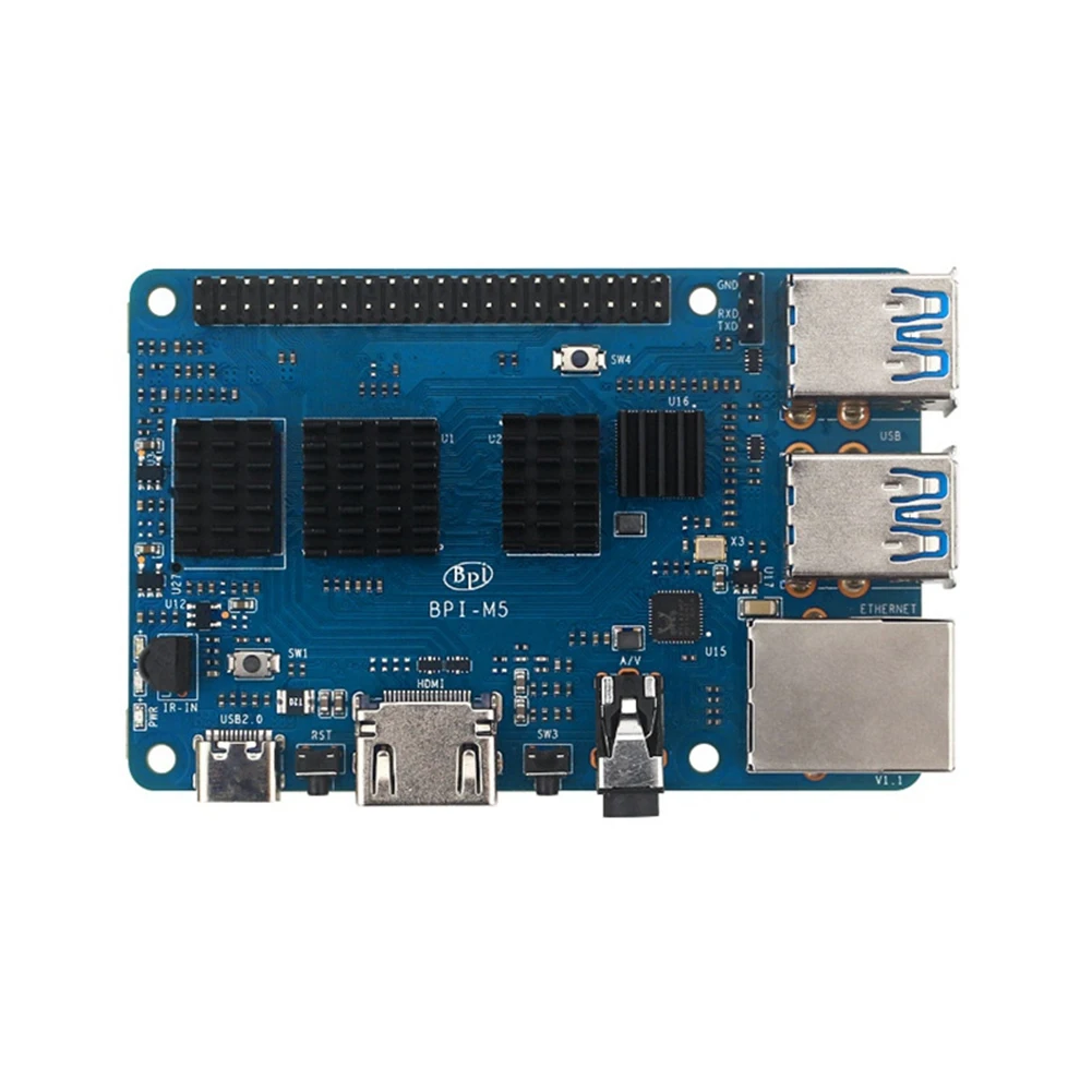 

For Banana Pi M5 S905X3 Quad Core Cortex-A55 4GB RAM 16GB eMMC Gigabit BPI M5 Development Board+Heatsink