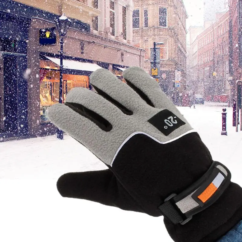 

Men Winter Warm Fleece Thermal Motorcycle Thermal Warm Gloves Polar Fleece Mittens For Men Women Snow Sports Gloves