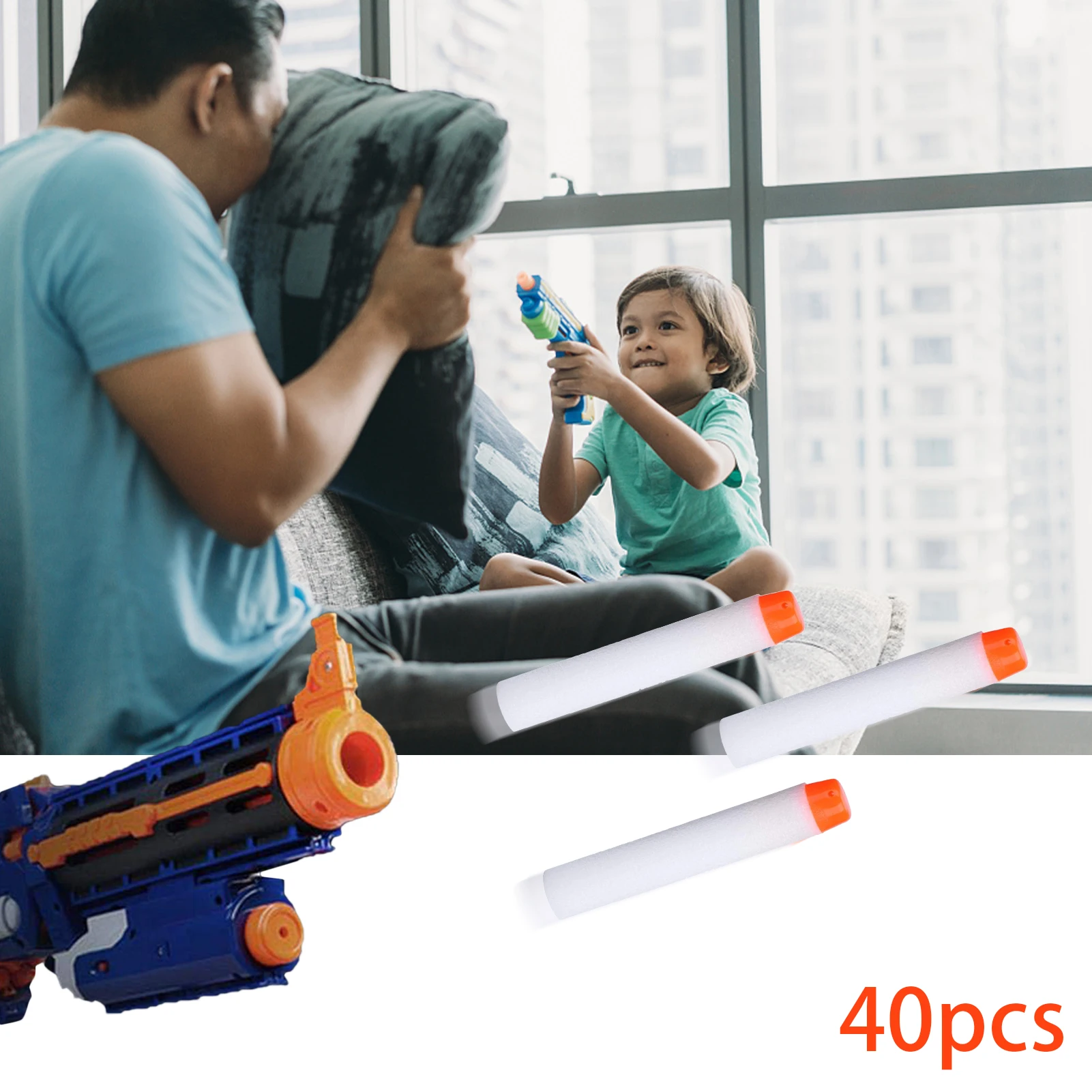 

Fluorescent Kids Guns Bullets 40 PCS Compatible Darts Refill Pack Bullets For Elite Series Blasters Toy Guns Reusable Luminous