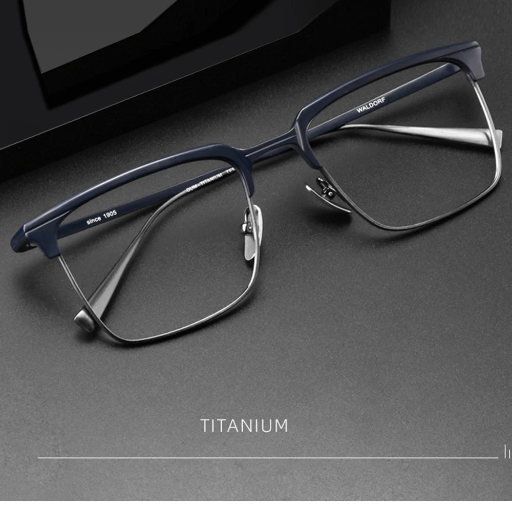 

Titanium Light Weight Business Rectangle Full-rim Optical Frame Custom Photochromic Myopia Reading Glasses Prescription Lens
