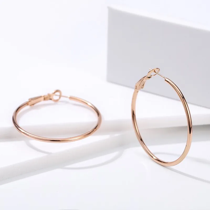 Большие круглые серьги-кольца из нержавеющей стали Висячие серьги для женщин и