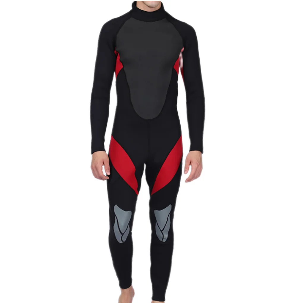 

Lightweight Wetsuit Bathing Suit Low Resistance Skin Friendly Nylon Swimwear Long Sleeves for Snorkeling Red L