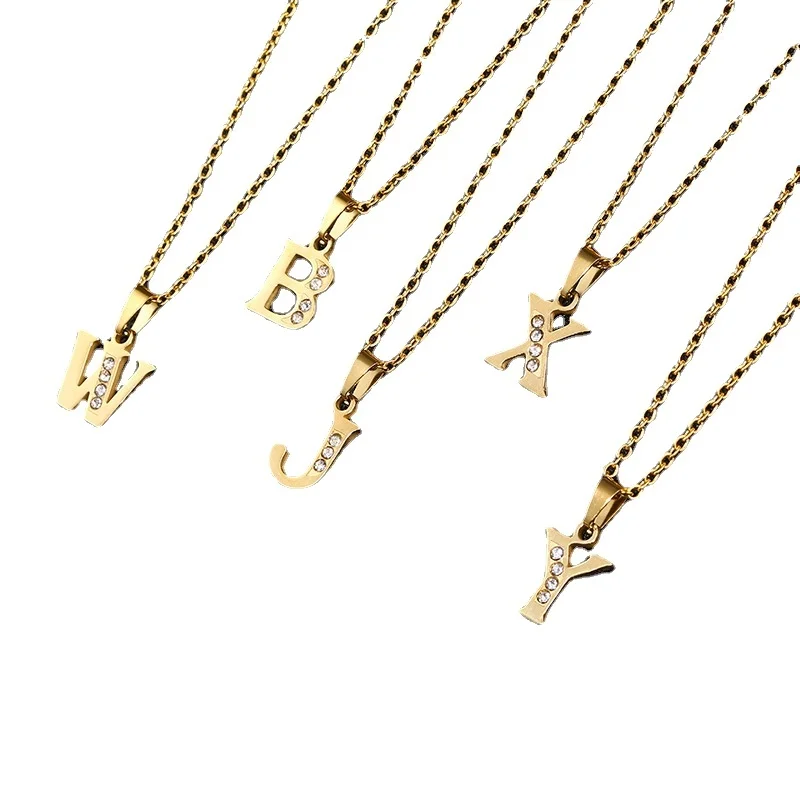 

Fashion Letter Name Necklace Female Students Korean Simple Lovers Boudoir 26 SKU Lucky English Alphabet Pendant Clavicle Chain