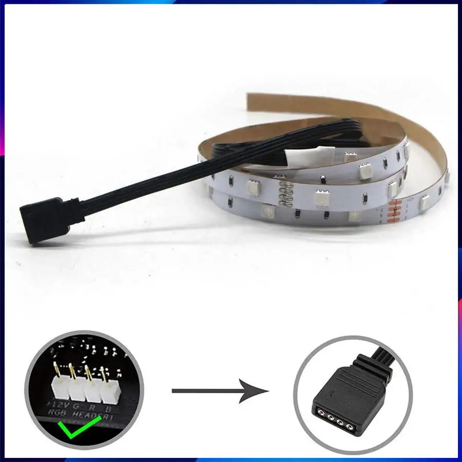 

1pc Computer Chassis RGB Colorful Light Bar LED Strip 12V Motherboard Color Changing Light Bar