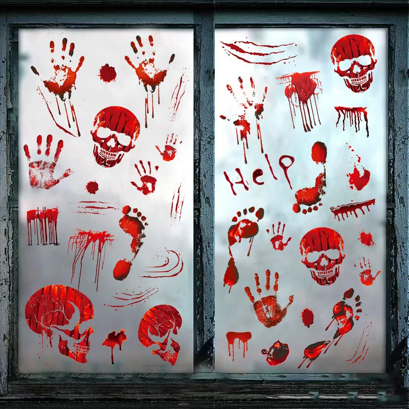 Наклейки на стену в виде кровавого черепа Хэллоуин