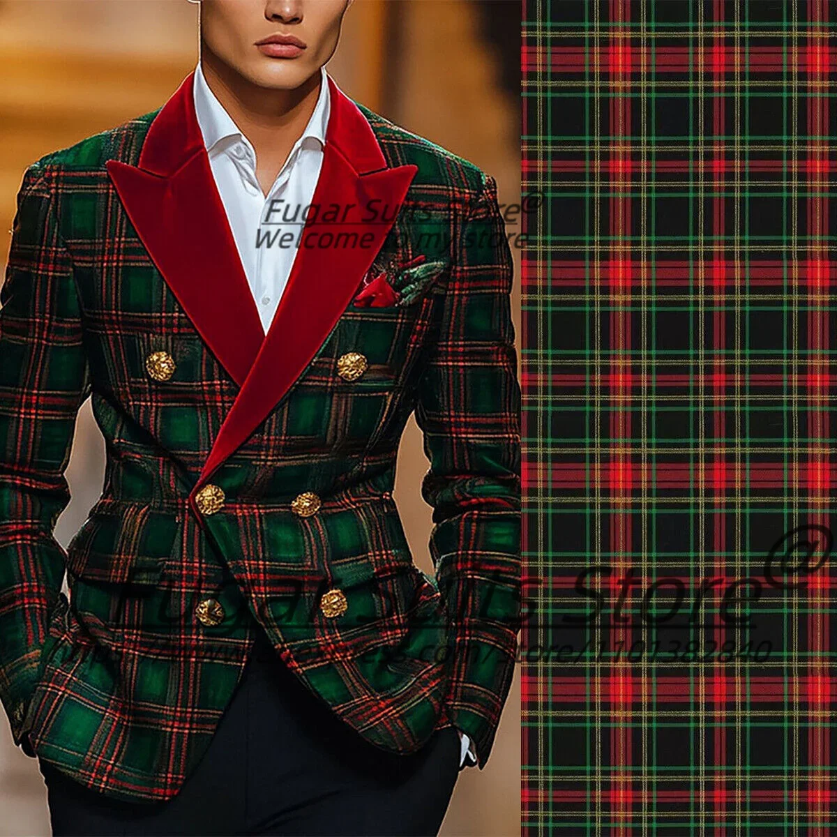 Мужские костюмы в итальянском стиле клетку приталенные двубортные смокинги для