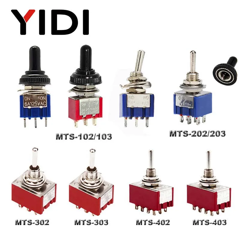6A 125VAC Mini 6mm переключатель МТС 102 103 202 203 302 303 402 on off SPDT DPDT on 3PDT Switch с водонепроницаемой крышкой