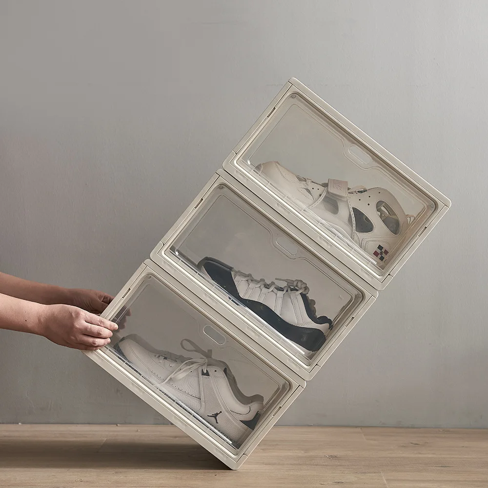 

Dustproof Shoes Boxes Installation-free Morden Stackable Transparen Shoe Storage Organizer Foldable And Versatile For Sneakers