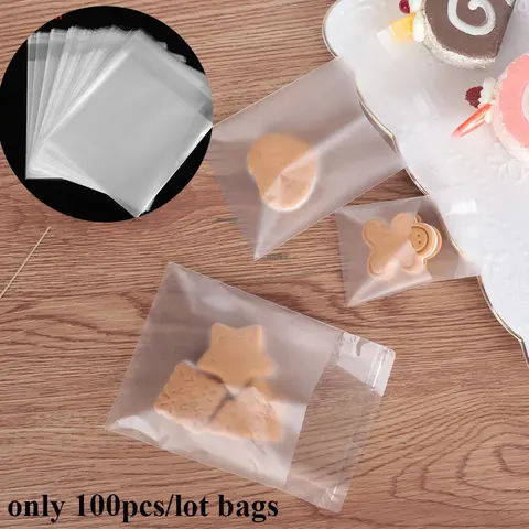 100 шт./упаковка, прозрачные матовые самоклеющиеся пакеты для выпечки